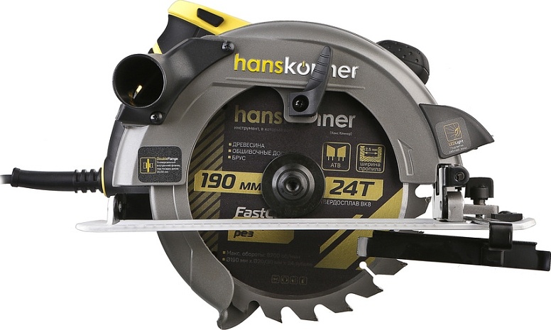 !АКЦИЯ до 30 сентября!!!!Пила дисковая Hanskonner PLATINUM HCS50190 1800Вт,65 мм